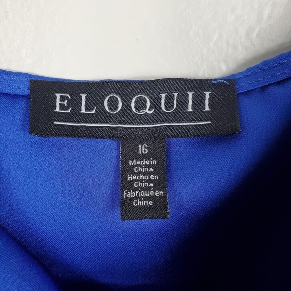 Eloquii Womens Satiny Silky Shell Tank Top Draped Neck Sleeveless Cami Blue 16 - Picture 4 of 6